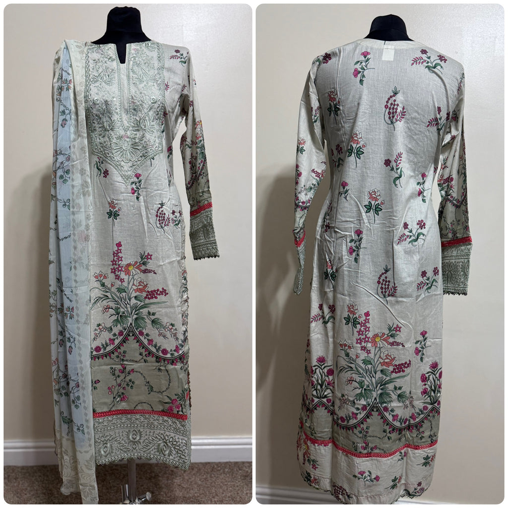 Designer Inspired by Afrozeh - 3 Piece Outfit Salwar Kameez Pakistan Fashion (Mint Green) AF4