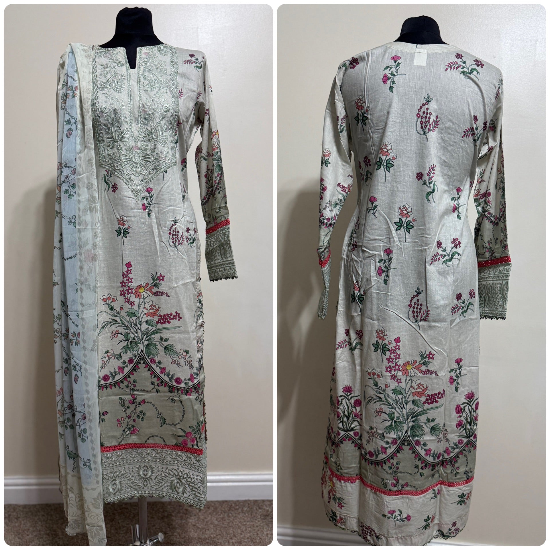 Designer Inspired by Afrozeh - 3 Piece Outfit Salwar Kameez Pakistan Fashion (Mint Green) AF4