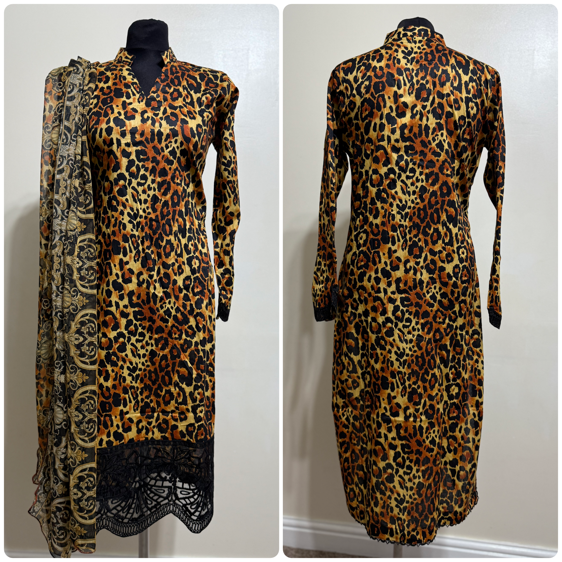 Designer Inspired by Maria B - 3 Piece Outfit Salwar Kameez Pakistan Fashion (Tiger) MB8