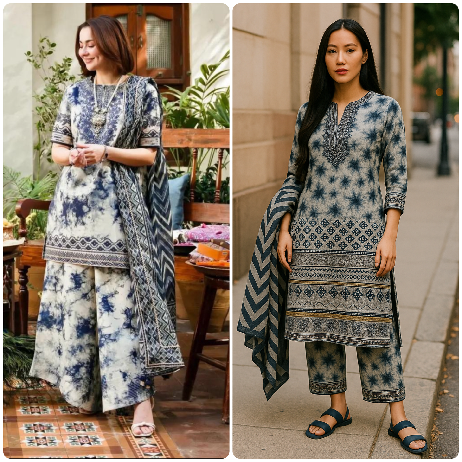 Designer Inspired by Zainab Chottani - 3 Piece Outfit Salwar Kameez Pakistan Fashion (Tye and Dye) ZC2